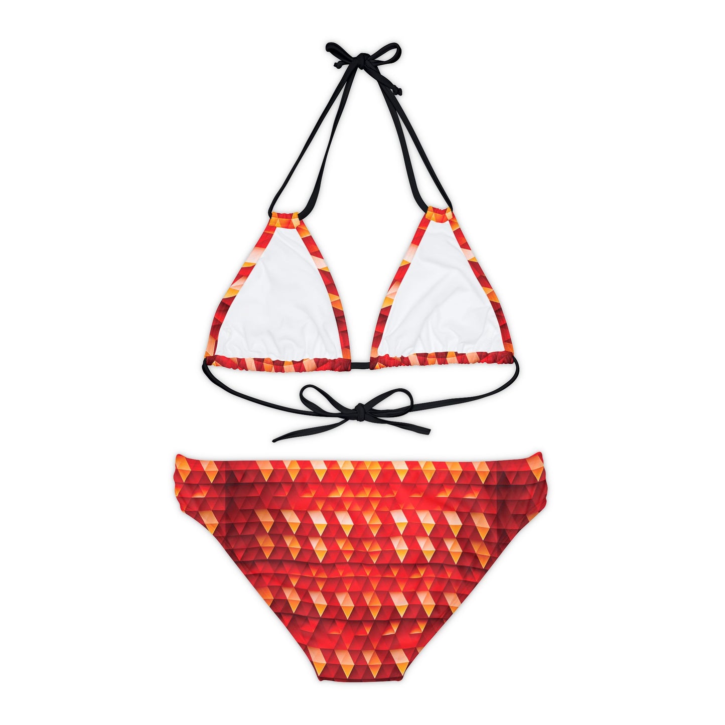 Geometric Flame - Red Triangles - Boston University Red d00000 - Strappy Bikini Set