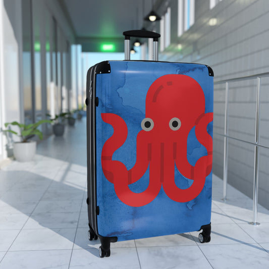 Big Octopus - Dark Blue Watercolor - Suitcase