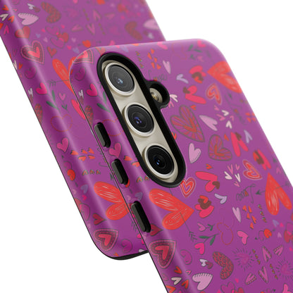 Heart Doodles - Deep Magenta B805AE - Tough Cases