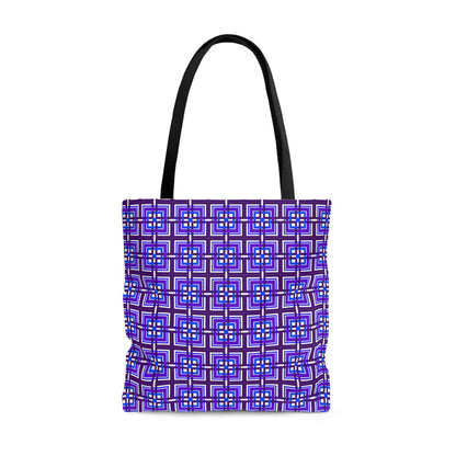 Intersecting Squares - Purple Blue - White ffffff - Tote Bag