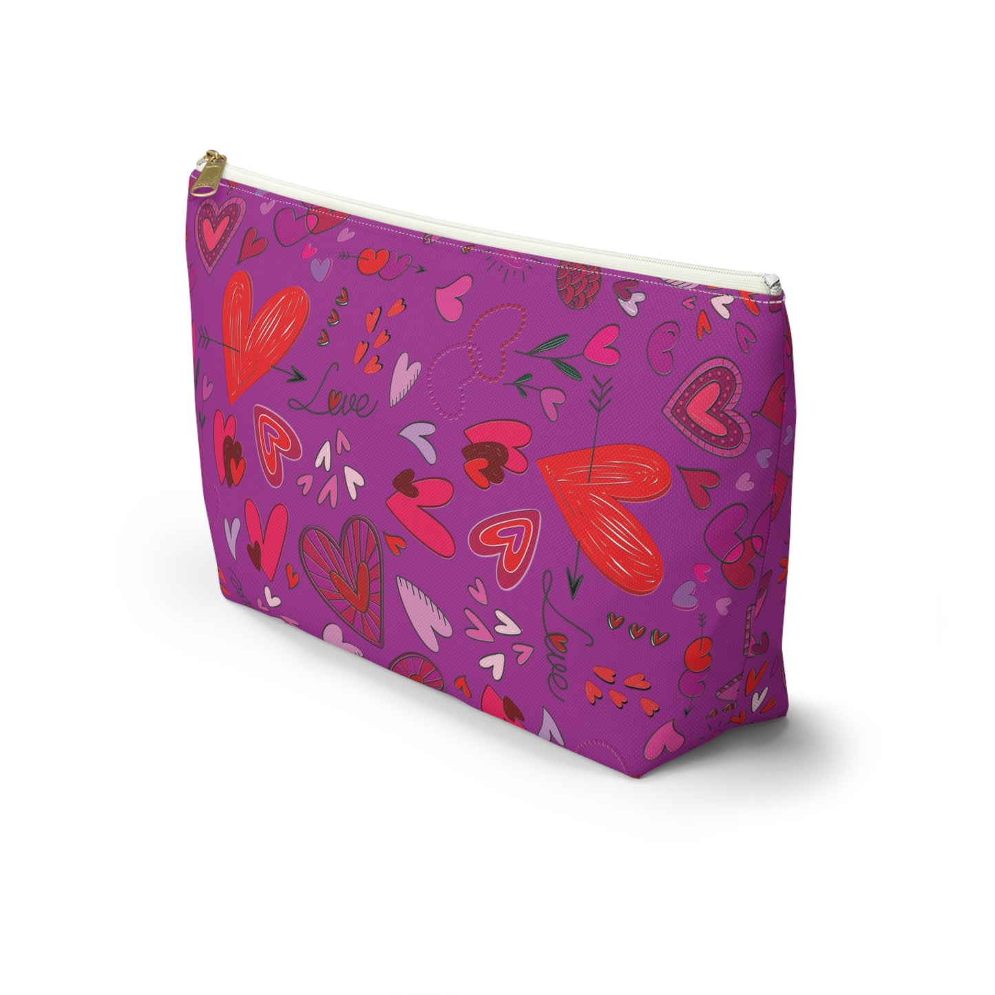 Heart doodles - Deep Magenta B805AE - Accessory Pouch w T-bottom