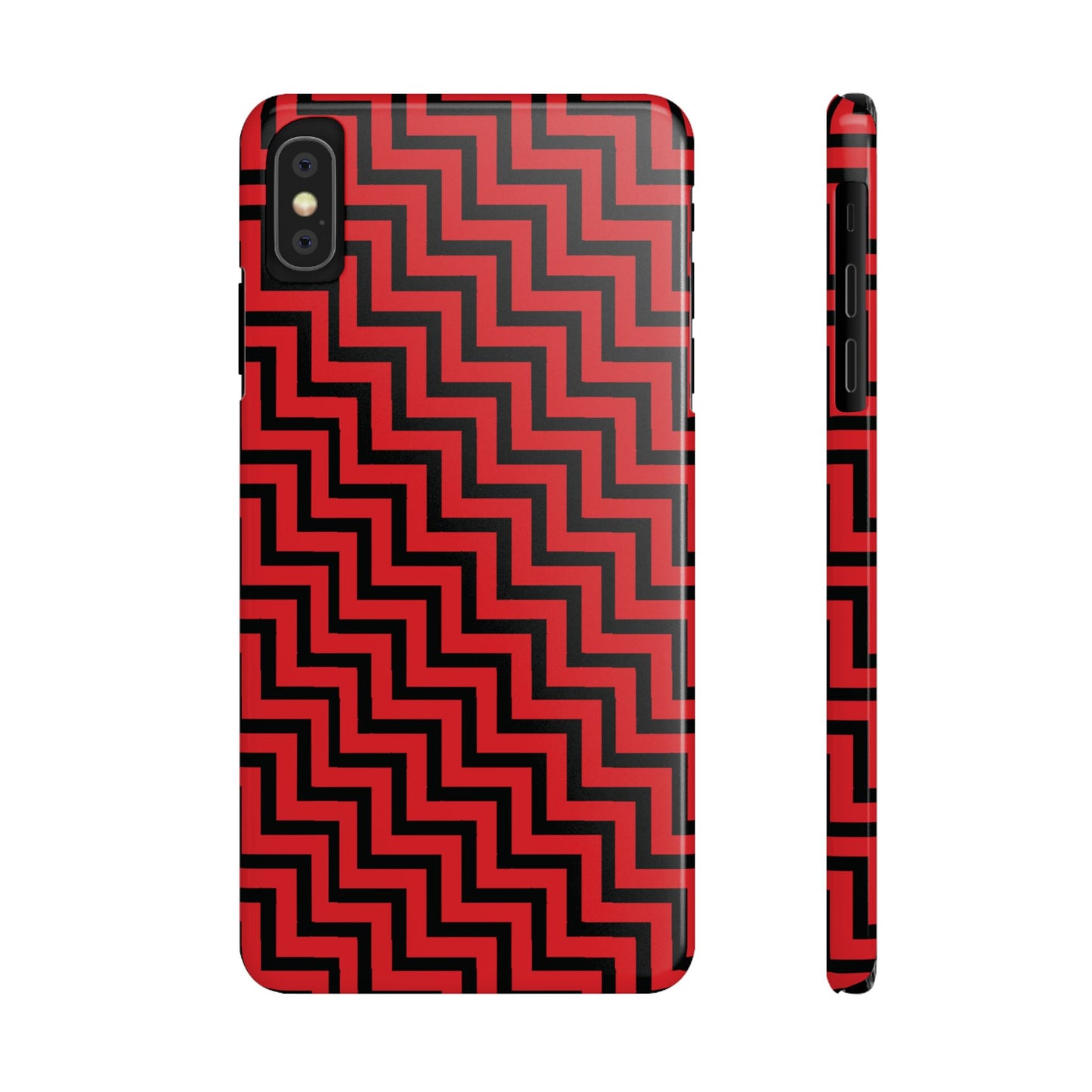 Zigs and Zags - Black - Scarlet - Slim Phone Cases