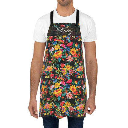 Personalized Watercolor Flower Apron - Mary