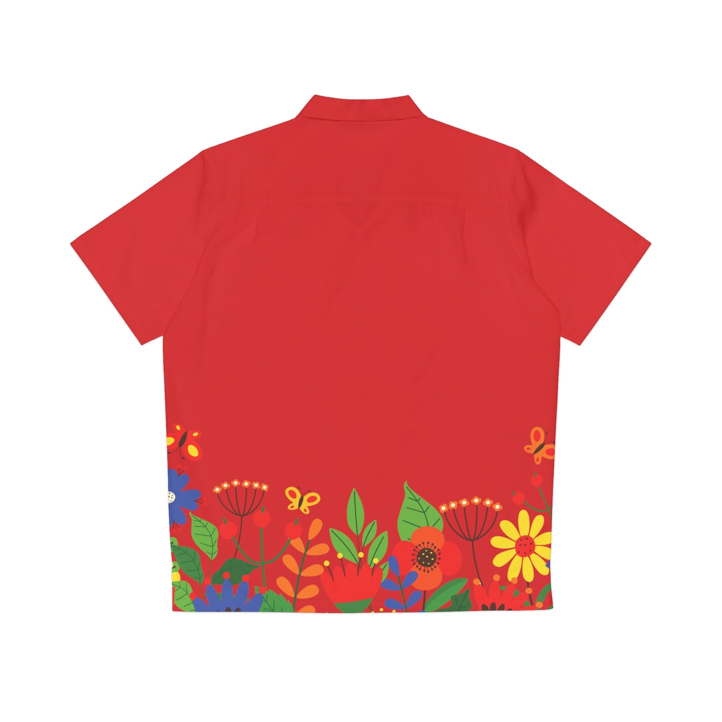 Bright Summer flowers - Scarlet de0000 - Men's Hawaiian Shirt