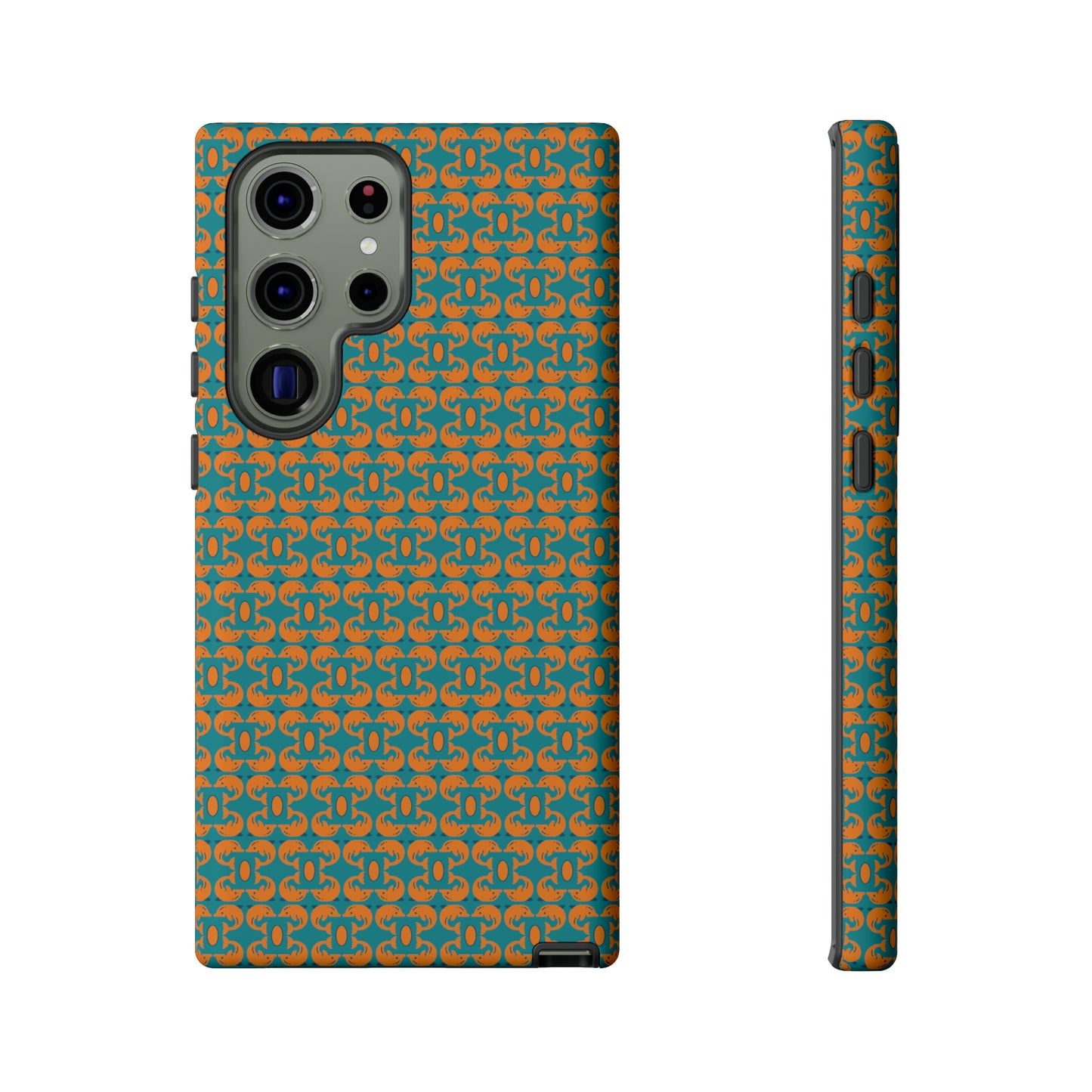 Playful dolphins - Orange - Aqua 008E97 - Tough Cases