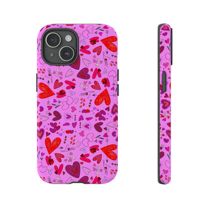 Heart Doodles - Fuschia Pink ff8eff - Tough Cases