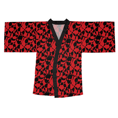 Scarlet Symphony - Black - Long Sleeve Kimono Robe (AOP)