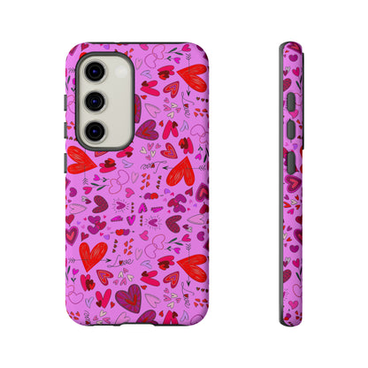 Heart Doodles - Fuschia Pink ff8eff - Tough Cases