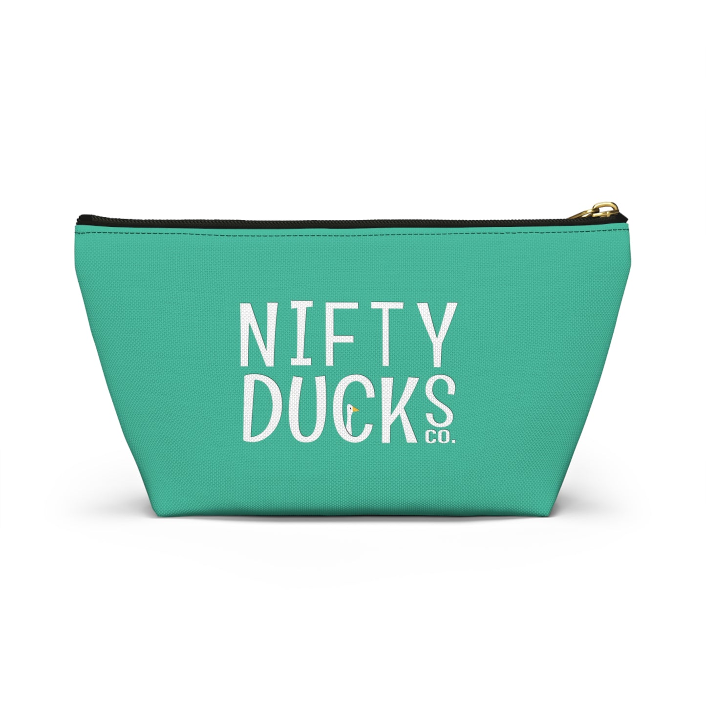 Nifty Ducks Co. Logo2 - Turquoise 12d3ad - Accessory Pouch w T-bottom