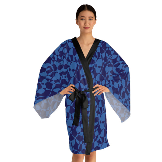 Sapphire Swirl - Azure - Long Sleeve Kimono Robe (AOP)