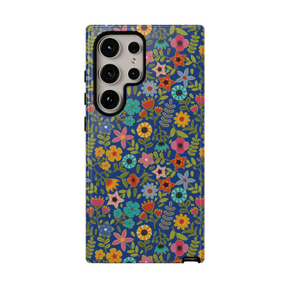 Playful Spring flowers - blue - Tough Cases