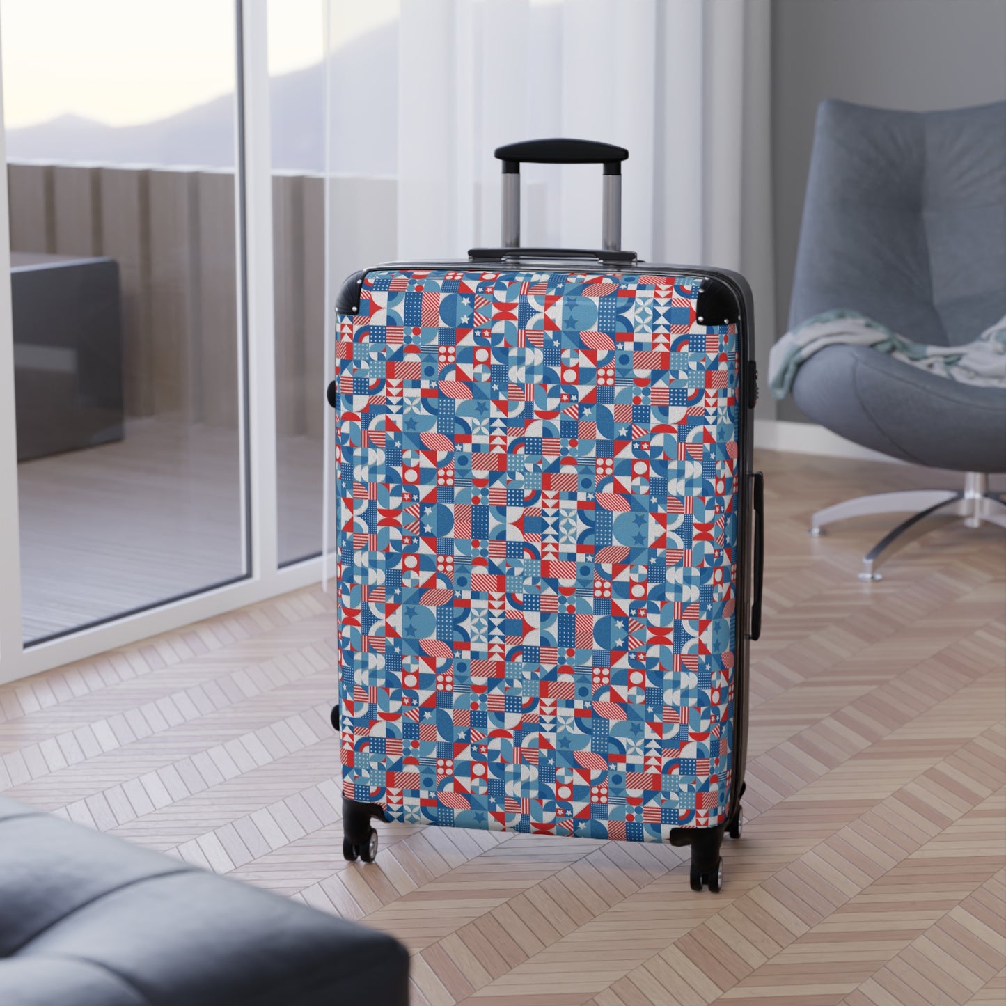 Red White and Blue Bold Pattern - Oil Paint Texture - Suitcase