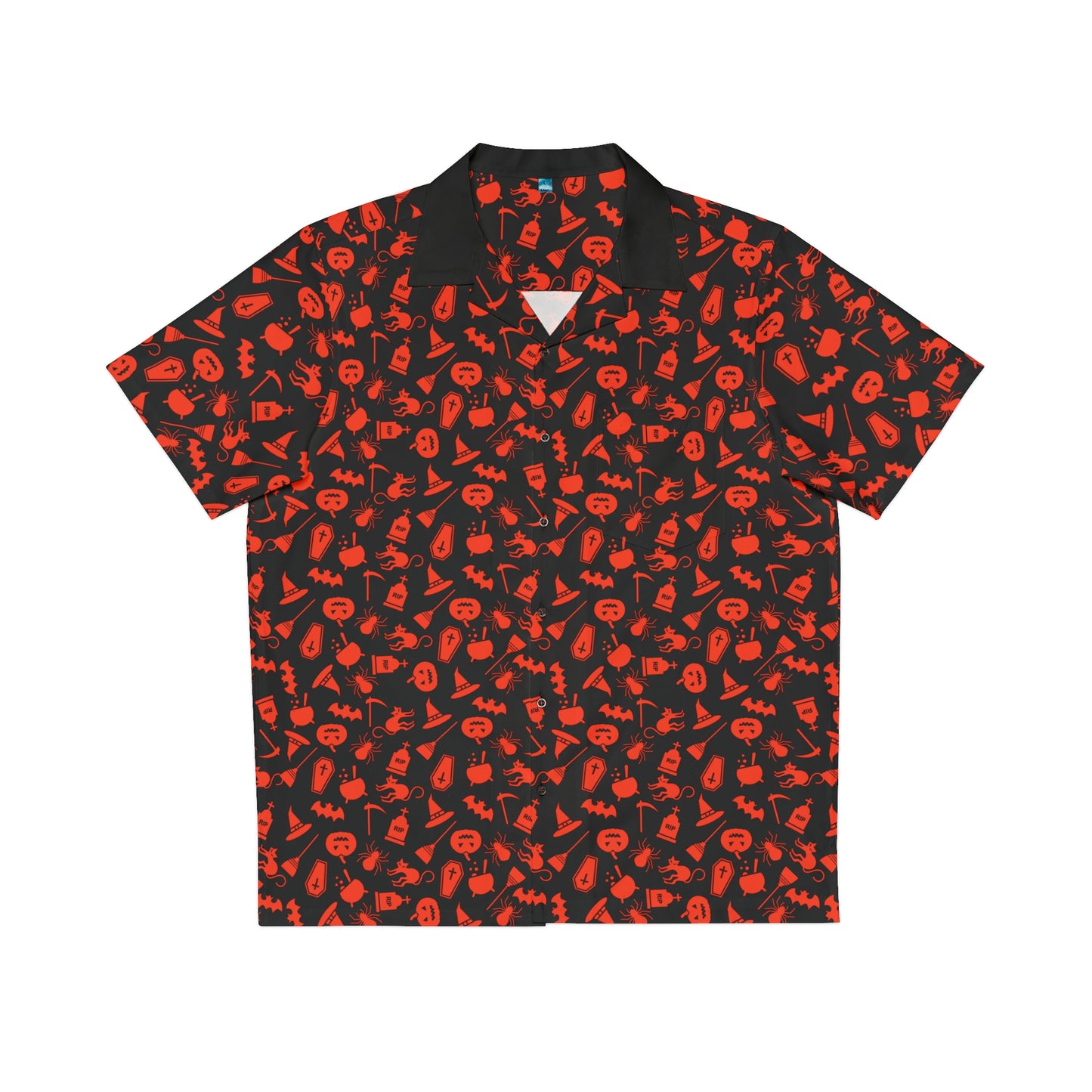 Halloween Scaries - Orange - Black 000000 - Men's Hawaiian Shirt