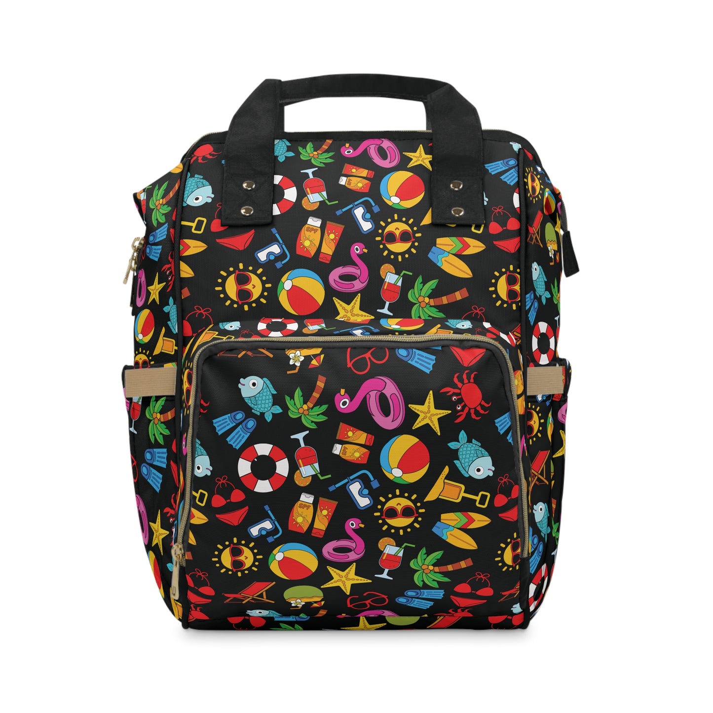 Summer Vibes - Black 000000  - Multifunctional Diaper Backpack