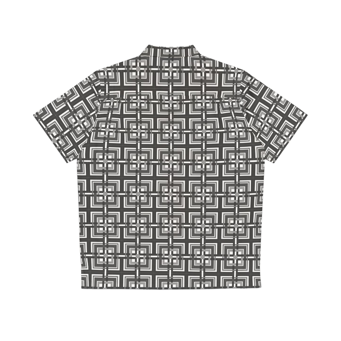 Intersecting Squares - Black Gray - White ffffff - Men's Hawaiian Shirt