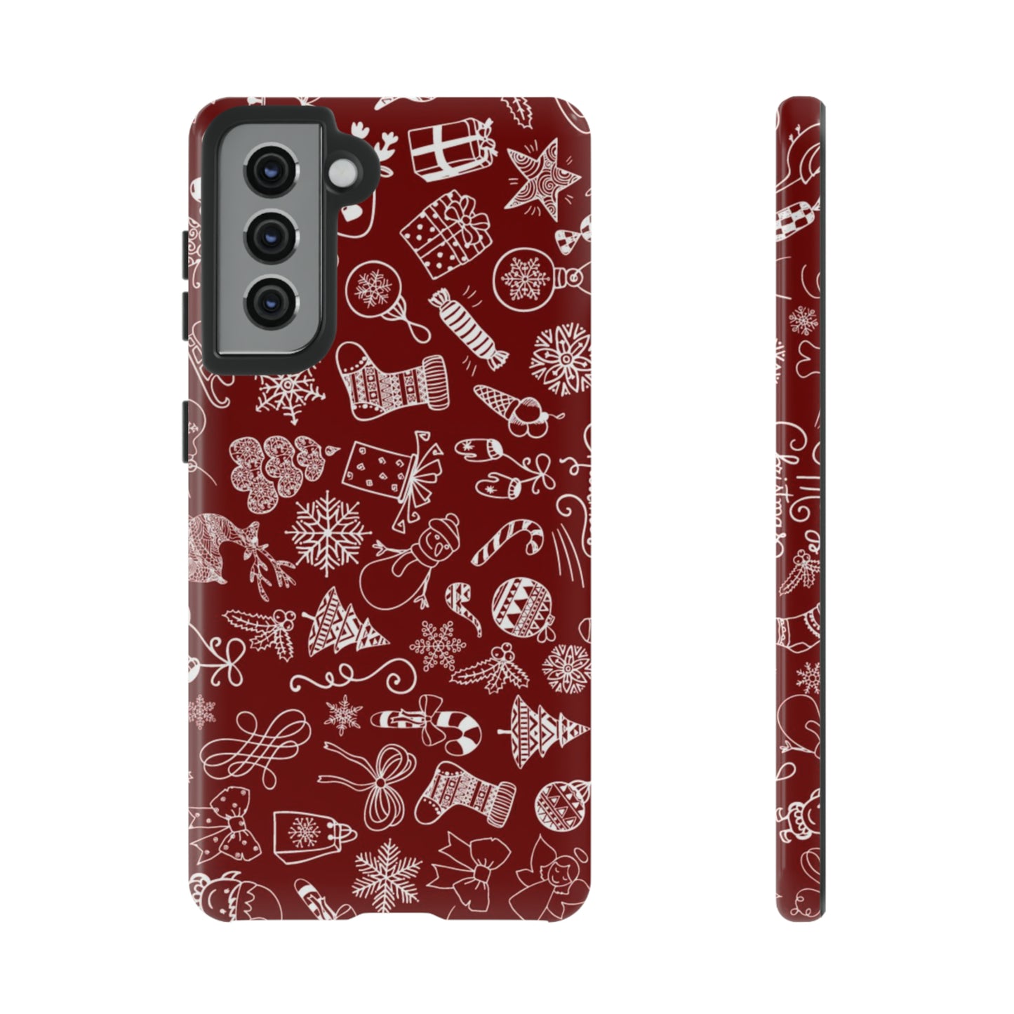 Christmas doodles on red - Tough Cases