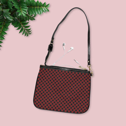 Pixel Petals - Red - Black - Small Shoulder Bag