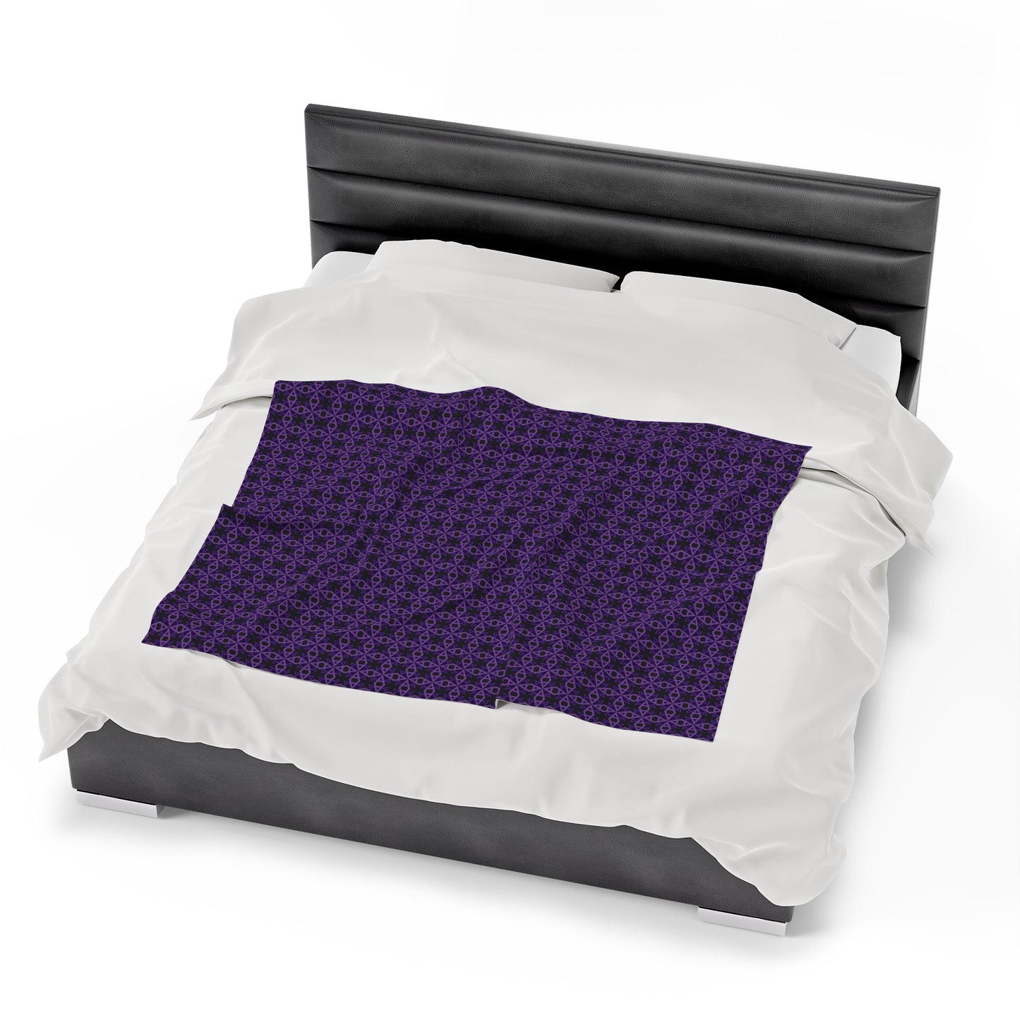 Letter Art - A - Purple - Black 000000 - Velveteen Plush Blanket