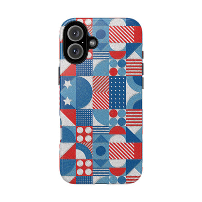 Red White and Blue Bold Pattern - BIG - Oil Paint Texture - Tough Cases