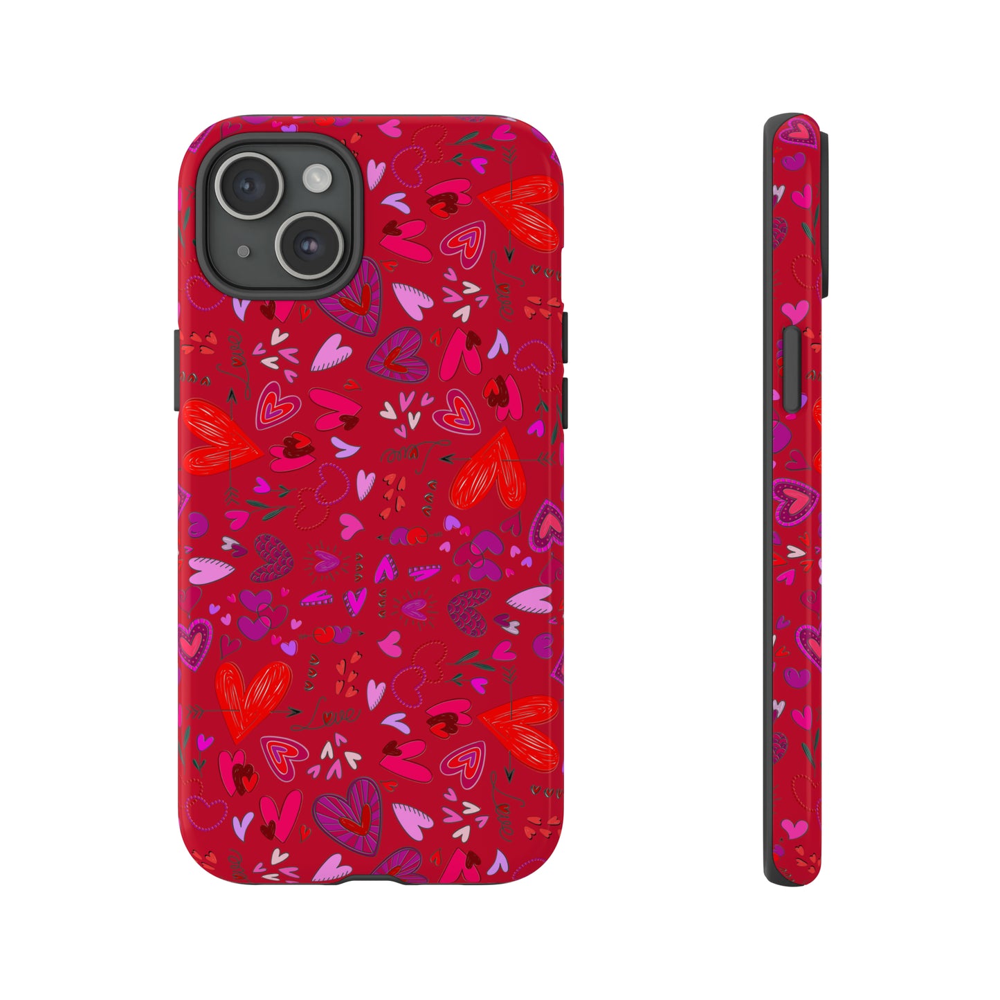 Heart Doodles - Fire Engine Red c8092e - Tough Cases