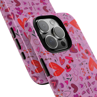 Heart Doodles - Fuschia Pink ff8eff - Tough Cases