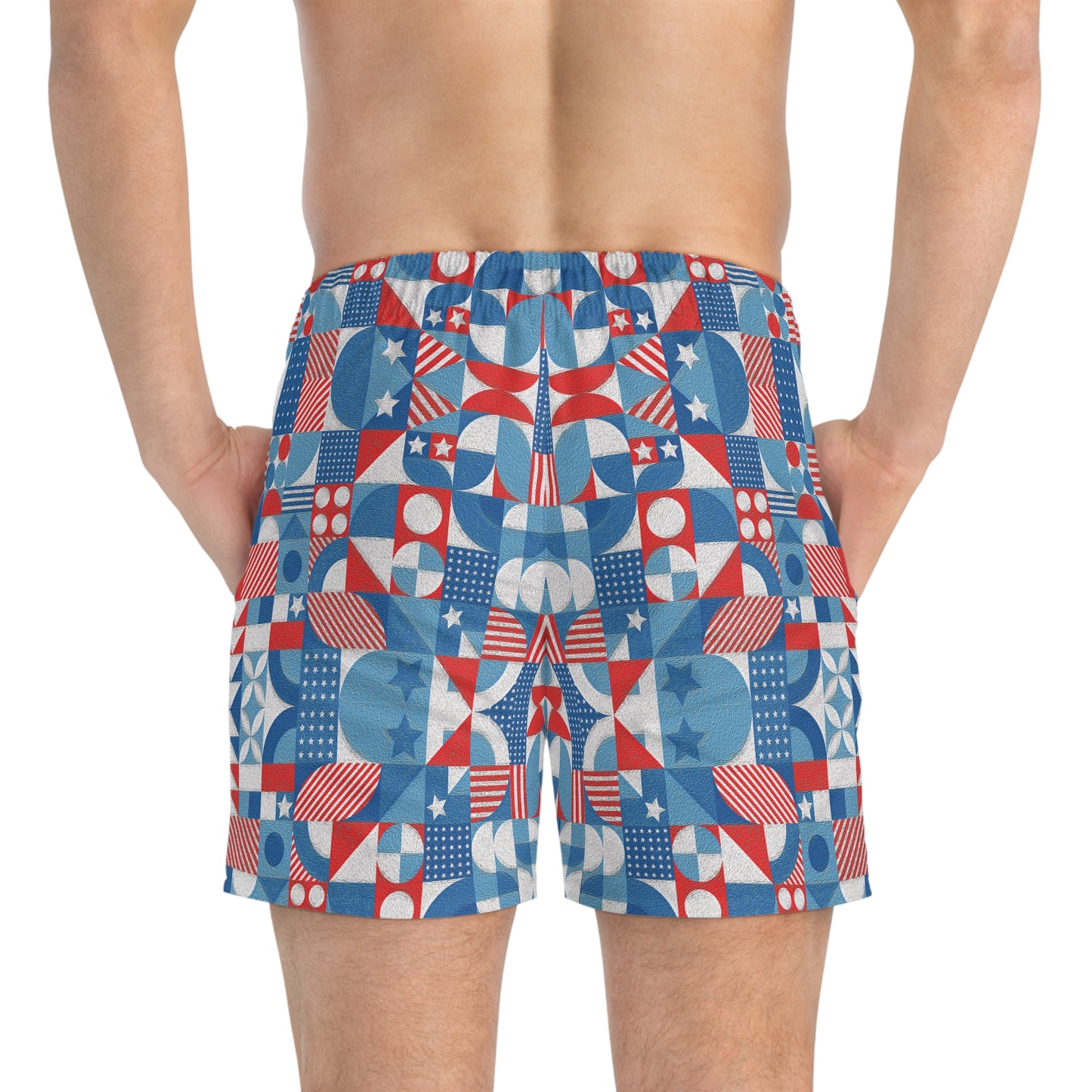 Red White and Blue Bold Pattern - Oil Paint Texture - Swim Trunks