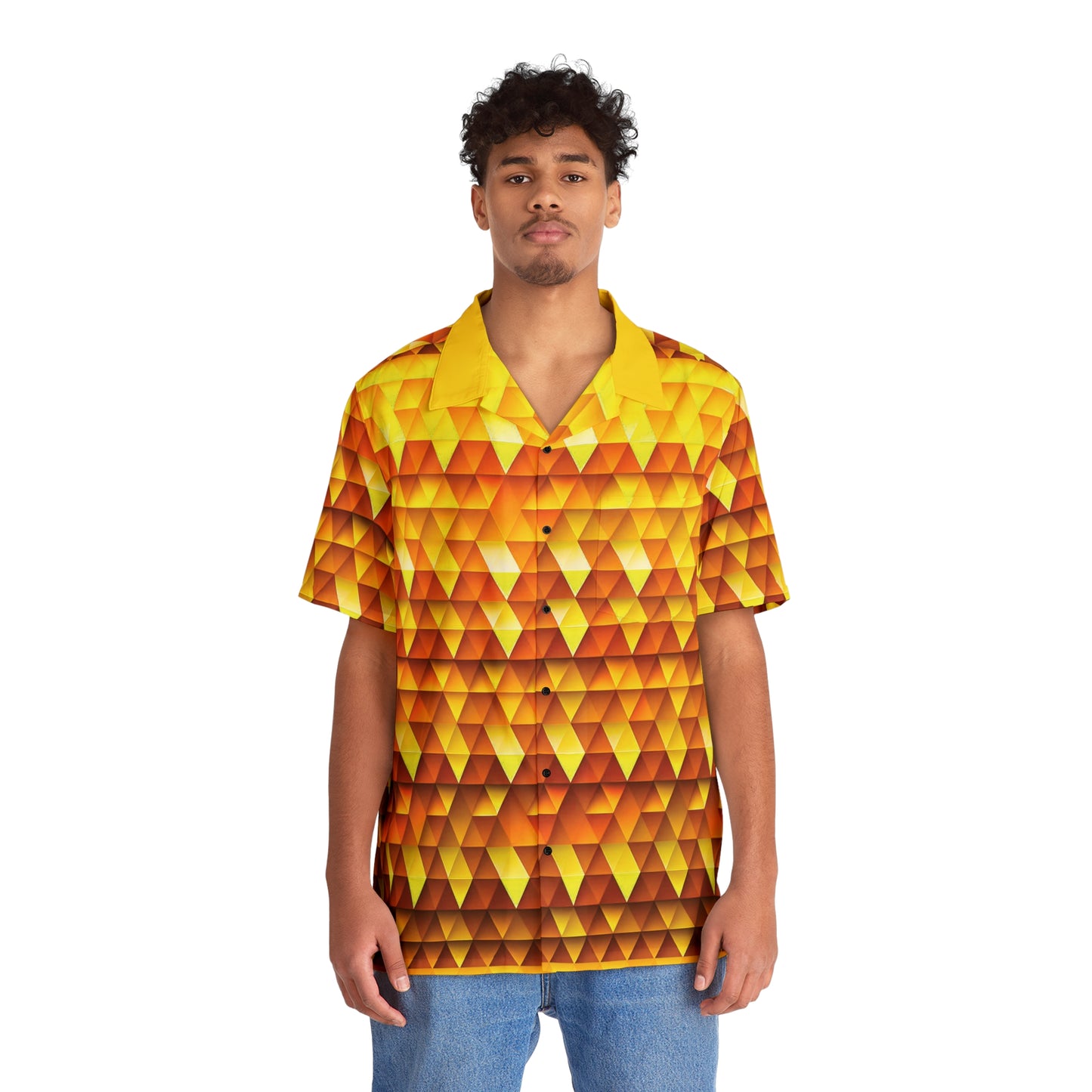 Golden Radiance - Sizzling Sunrise ffdb00 - Men's Hawaiian Shirt