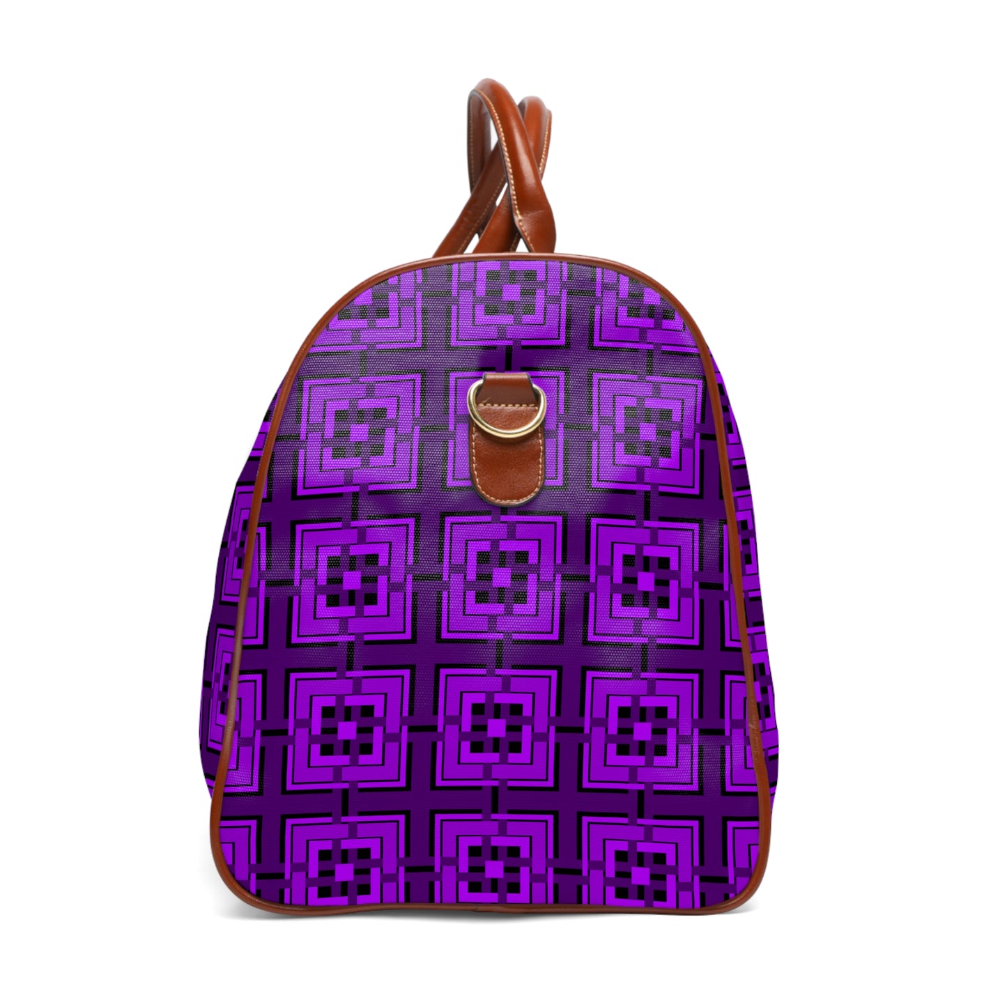 Intersecting Squares - Purple - Black 000000 - Waterproof Travel Bag