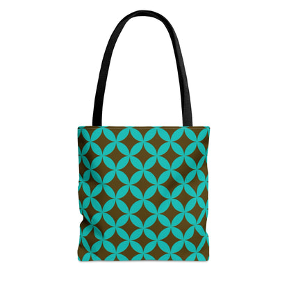Brown with teal background geometric pattern - Tote Bag