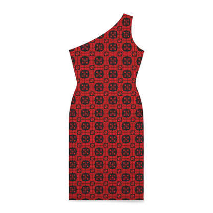 Letter Art - B - Red - Black 000000 - Shoulder Dress