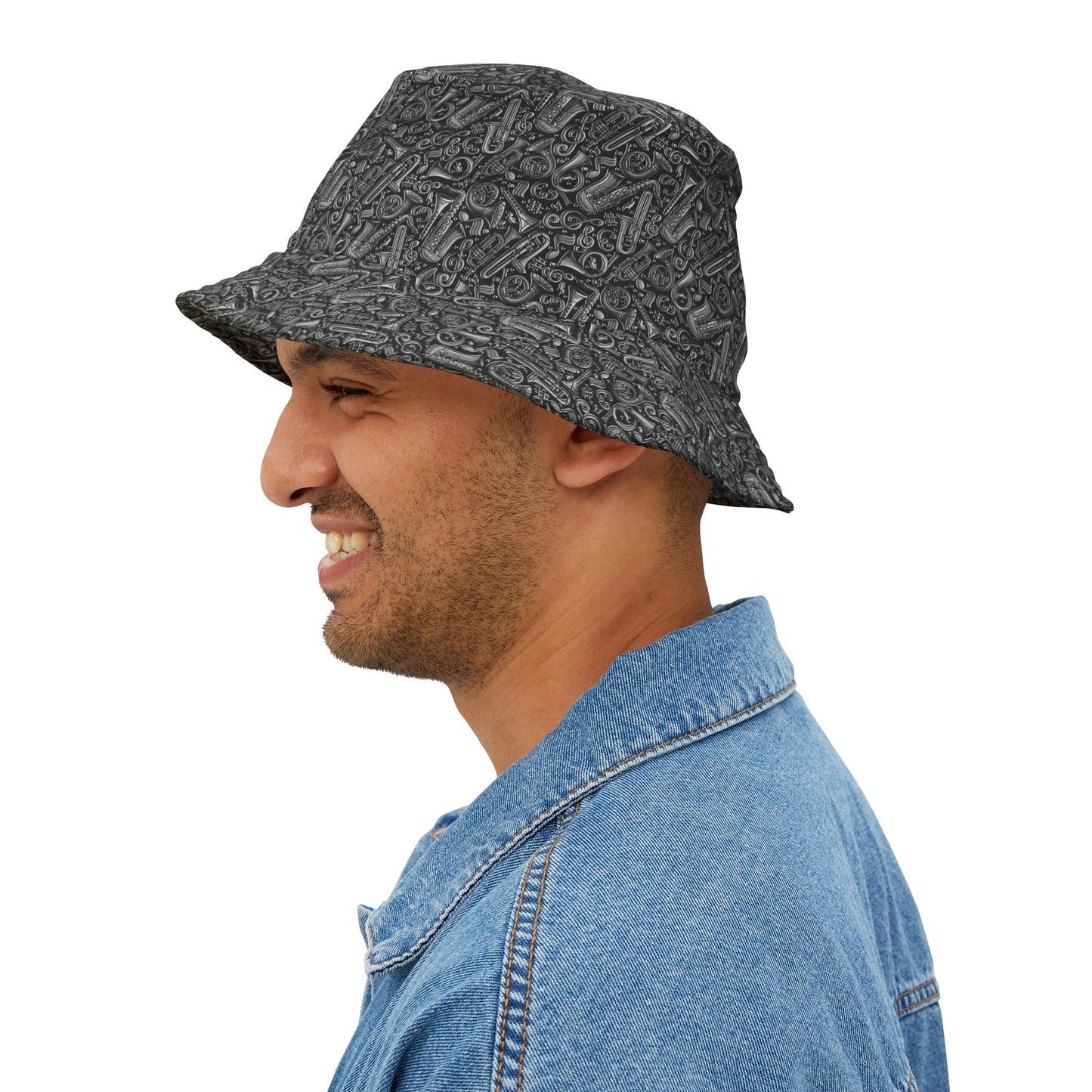 Band Camp - Gray - Black 000000 - Bucket Hat (AOP)