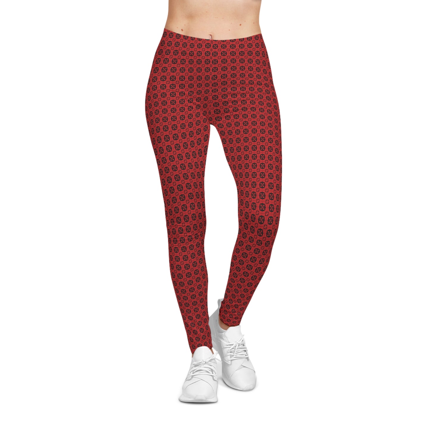 Letter Art - B - Red - Black 000000 - Women's Casual Leggings (AOP)