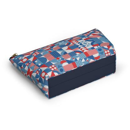 Red White and Blue Bold Pattern - Oil Paint Texture - Accessory Pouch w T-bottom