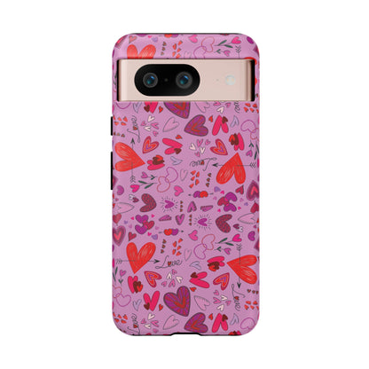 Heart Doodles - Fuschia Pink ff8eff - Tough Cases