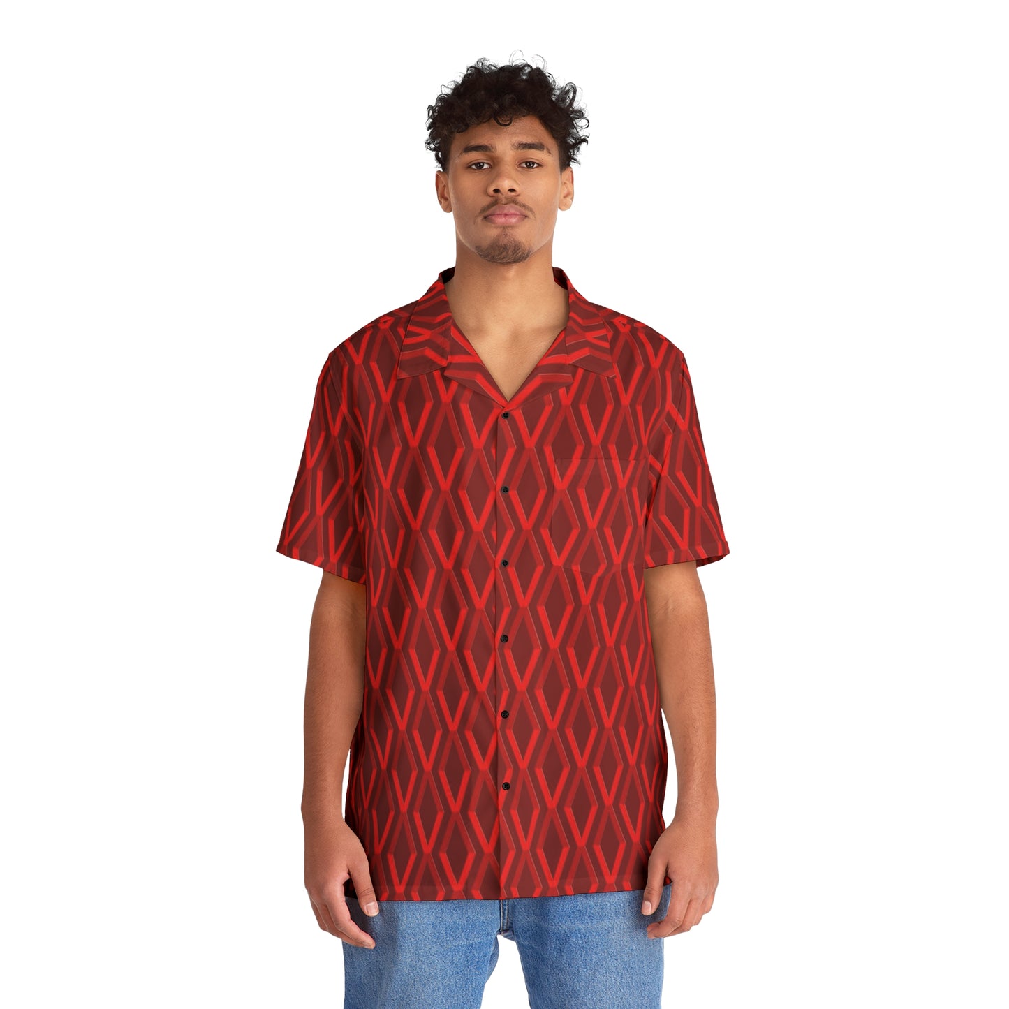 Diamond Geometric Pattern6 - Reds - Men's Hawaiian Shirt