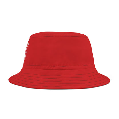 Nifty Ducks Co -  Logo - Scarlet de0000 - Bucket Hat (AOP)