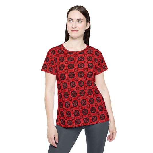 Letter Art - B - Red - Black 000000 - Women's Sports Jersey (AOP)