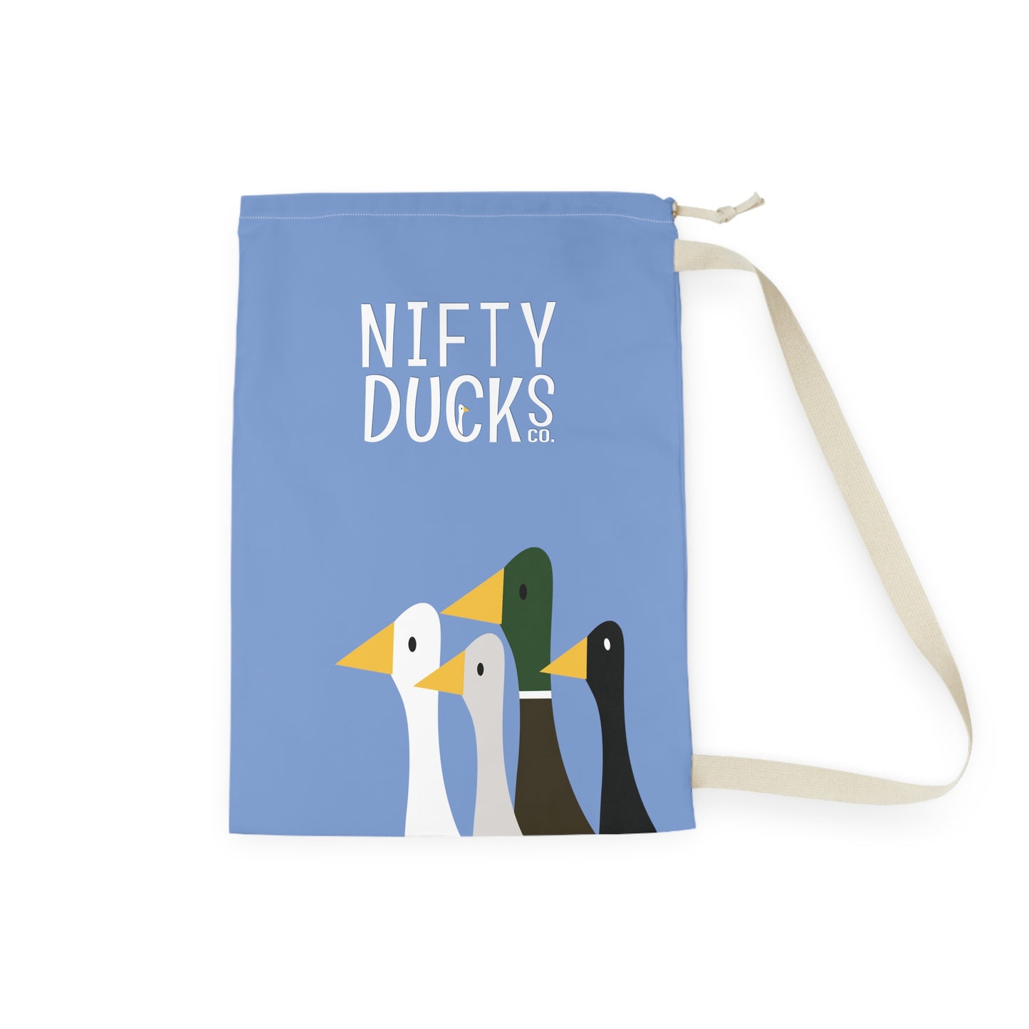 Nifty Ducks Co. Logo2 - Fennel Flower 74a6ff - Laundry Bag