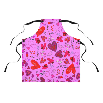 Heart Doodles - Fuschia Pink ff8eff - Apron