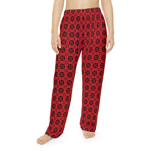 Letter Art - B - Red - Black 000000 - Women's Pajama Pants (AOP)