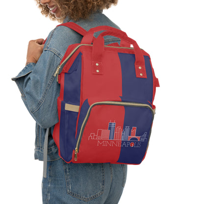 Minneapolis - Red White and Blue City series - Multifunctional Diaper Backpack