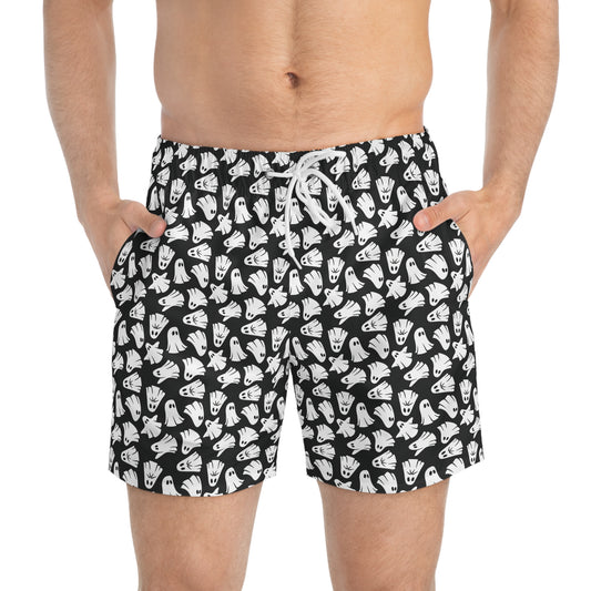 Boo - Ghosts - Halloween - Black 000000 - Swim Trunks