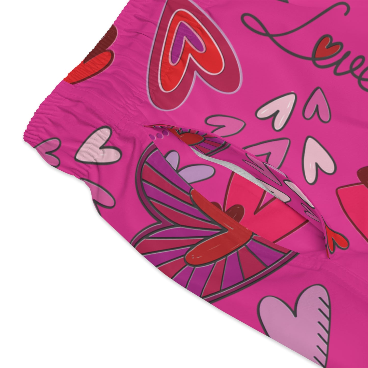 Hearts Doodles - Mean Girls Lipstick ff00a8 - Swim Trunks