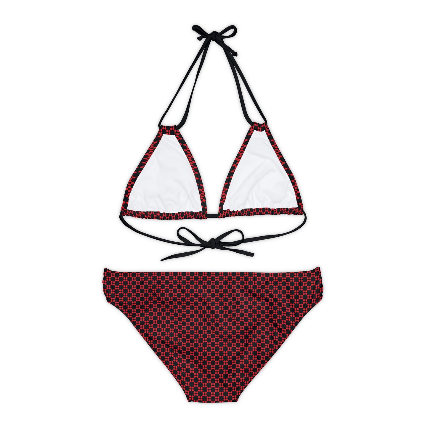 Pixel Petals - Red - Black - Strappy Bikini Set