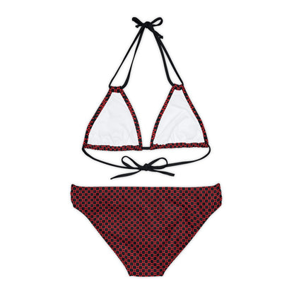 Pixel Petals - Red - Black - Strappy Bikini Set