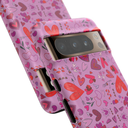 Heart Doodles - Fuschia Pink ff8eff - Tough Cases