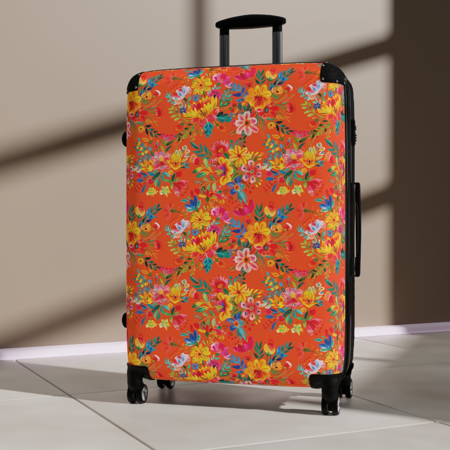 Bright Bold Watercolor Flowers - Orange FE5000 - Suitcase