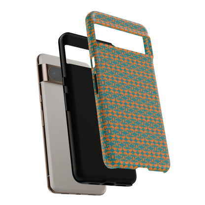 Playful dolphins - Orange - Aqua 008E97 - Tough Cases