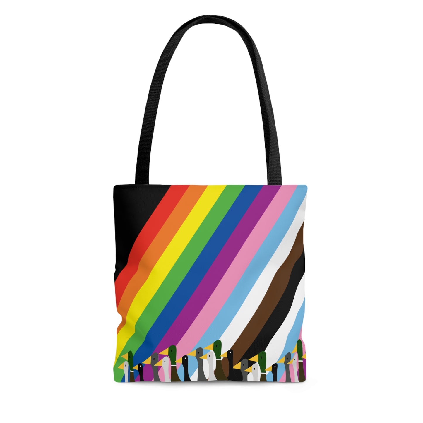 Ducks Marching - Pride Colors - Black - Tote Bag