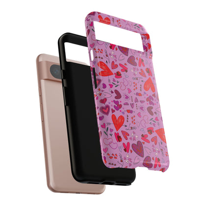 Heart Doodles - Fuschia Pink ff8eff - Tough Cases